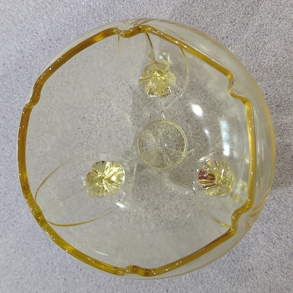 Lancaster Glass Yellow Topaz Depression Footed Rose Bowl - Picture 3 of 4